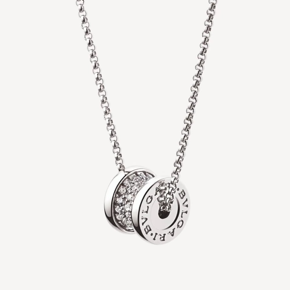 🧵BULGARI🧵B.zero1 18K White Gold Diamond Necklace